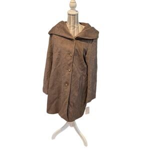 NWT Cole Haan Oversized Hood Camel Wool  Blend Coat Size 14